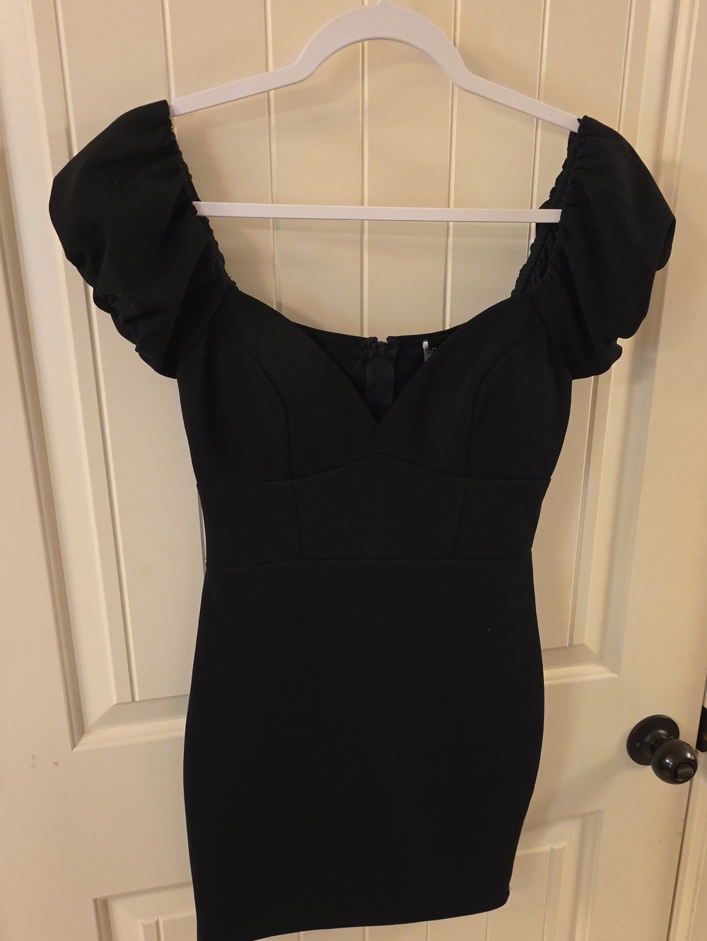 Windsor Black Puff-Sleeve Mini Dress